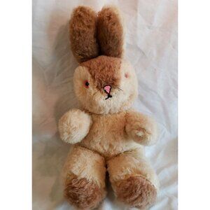 Vintage Dollcraft Easter Bunny Rabbit 31" Large Plush Brown Pink Spangled Eyes
